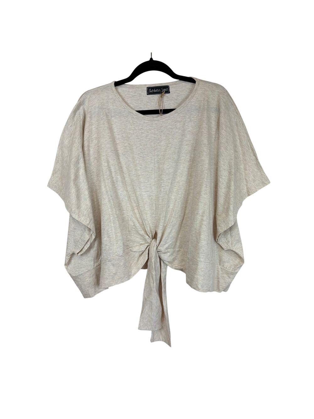 NWT Barbara Speer Heather Cream Oversized Tie Hem Crop Top